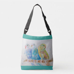 Bolsa crossbody de la rama de aves Aqua Budgie