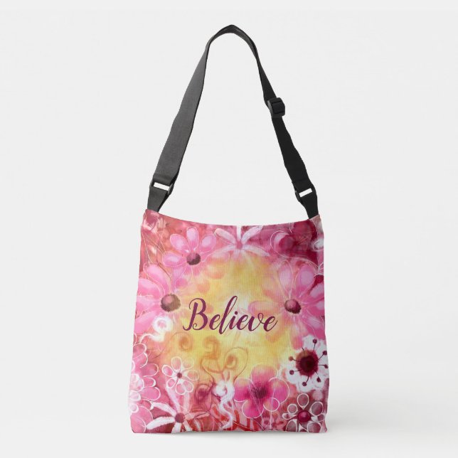 Bolsa Crossbody - Whimsical Floral 'Believe' (Anverso)