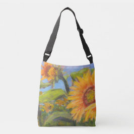 Bolsa cruzada de girasol con logotipo negro