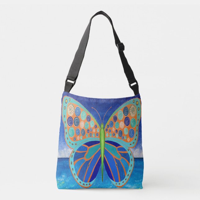 Bolsa cruzada de mariposa azul oceánica (Anverso)