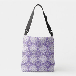 Bolsa cruzada de paisley morado y blanco