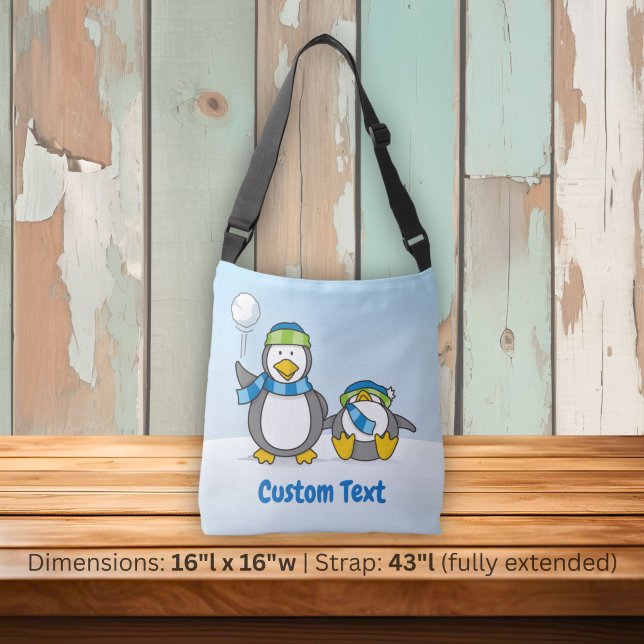 Bolsa cruzada de pingüinos lanzando bolas de nieve (Subido por el creador)