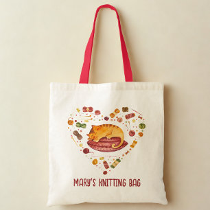 Bolsa Cute Cat and Yarn Tote