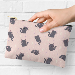 Bolsa Cute Gris Gato Cierre Rosa