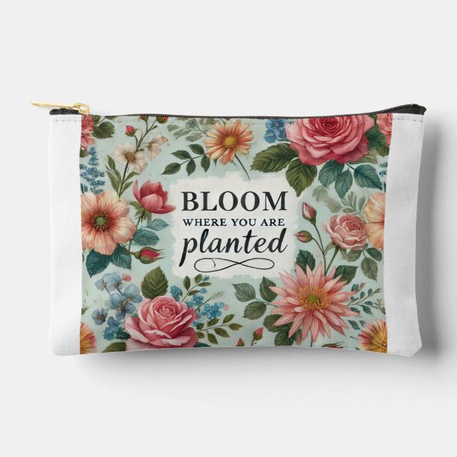 Bolsa de accesorio de brillo floral Negrita y dise (Anverso)