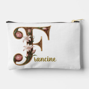 Bolsa de accesorios Art Nuevo dorado y rosa con le