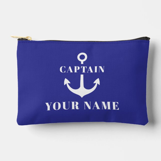 Bolsa de accesorios azul ancla con nombre de capit (Anverso)