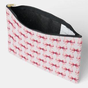 Bolsa de accesorios con patrón de lazo rosa en pol