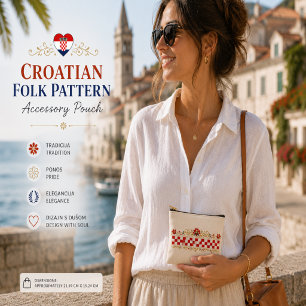 Bolsa de accesorios con patrón folclórico croata
