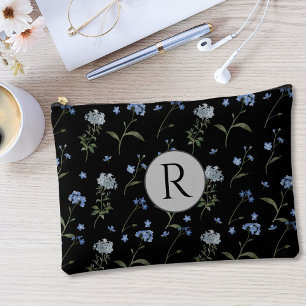 Bolsa de accesorios de acuarela floral azul No me 