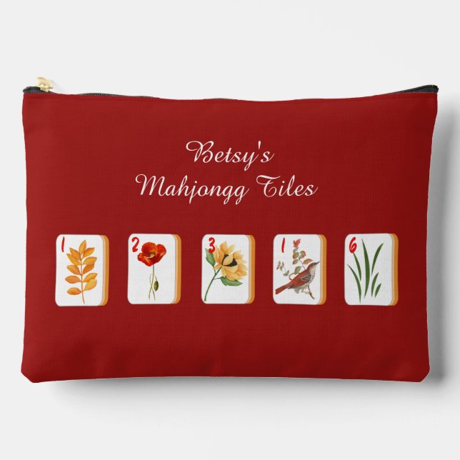 Bolsa de accesorios de baldosas de Mahjong de flor (Anverso)