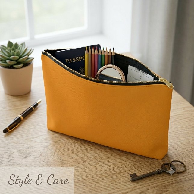 Bolsa de accesorios de corte y costura de impresió (Solid Orange Print Cut Sew Accessory Pouch)