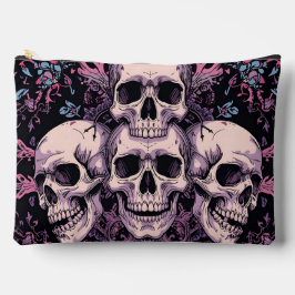 Bolsa de accesorios de cráneo gótico y flor