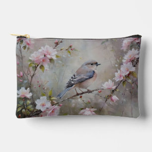 Bolsa de accesorios de estampado de pájaros floral