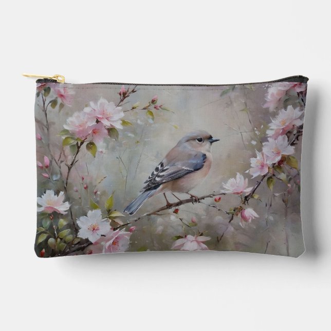 Bolsa de accesorios de estampado de pájaros floral (Anverso)