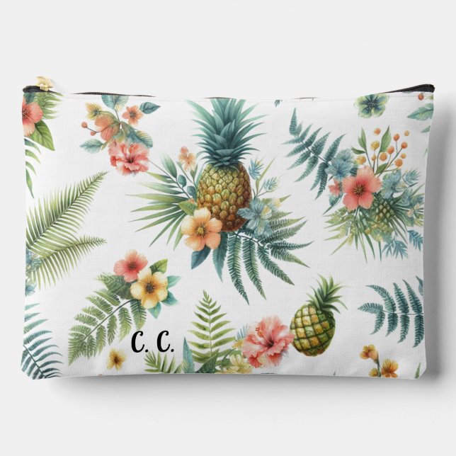 Bolsa de accesorios de flores tropicales piñas (Anverso)