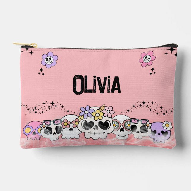 Bolsa de accesorios de Halloween con calavera góti (Anverso)