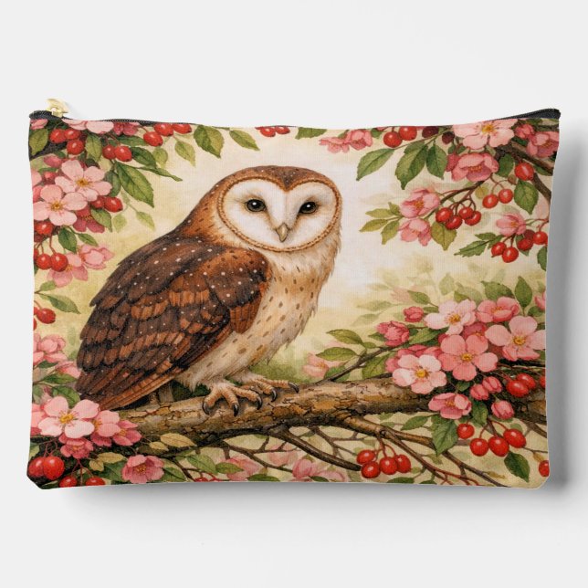 Bolsa de accesorios de lechuza común en árbol flor (Anverso)