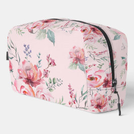 Bolsa de accesorios de rosas rosadas en acuarela d