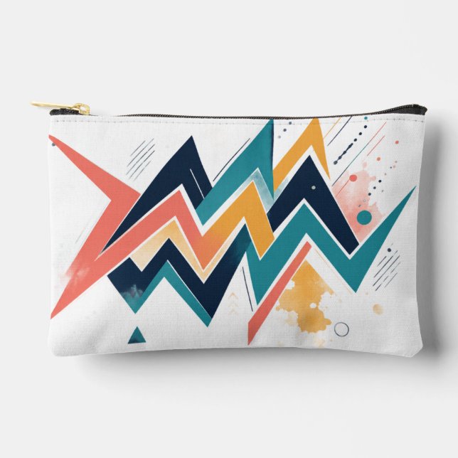 Bolsa de accesorios de zigzag geométrico audaz (Anverso)