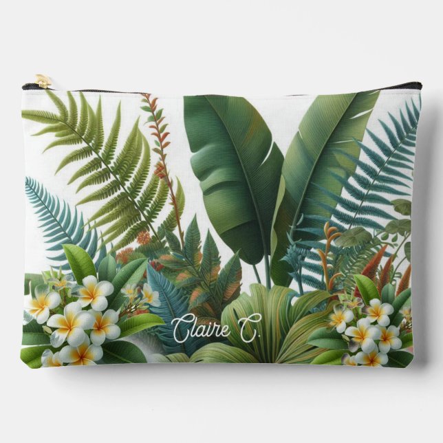 Bolsa de accesorios floral de plumeria tropical (Anverso)