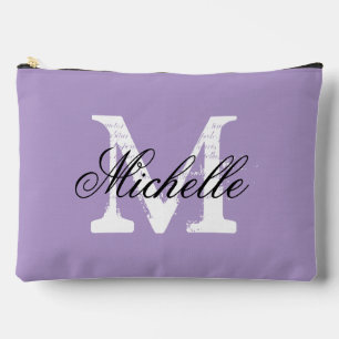 Bolsa de accesorios morada lavanda con monograma