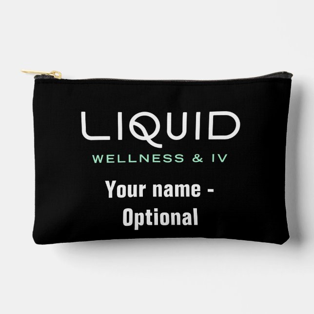 Bolsa de accesorios negra Liquid Wellness & IV (Anverso)