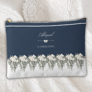Bolsa de accesorios para niña de flores azul marin