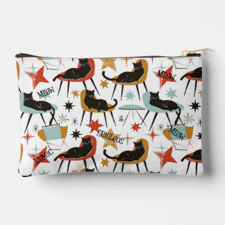 Bolsa de accesorios Retro Swanky Gato Negro Atómic