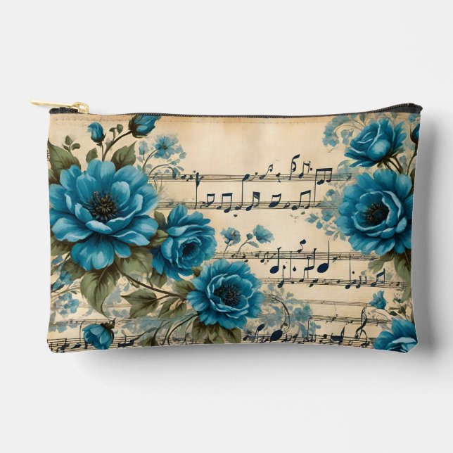 Bolsa de accesorios temática musical floral (Anverso)