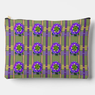 Bolsa de Accesorios Verde Musgo con Flores Purpura