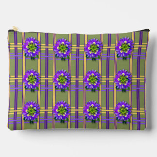Bolsa de Accesorios Verde Musgo con Flores Purpura