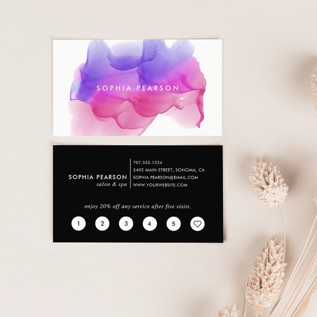 Bolsa de acuarela magenta | Tarjeta de fidelidad (Subido por el creador)