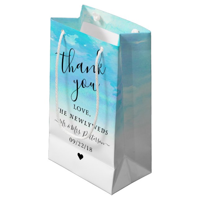 Bolsa de agradecimiento de boda con acuarela ombre (Angulo Anverso)
