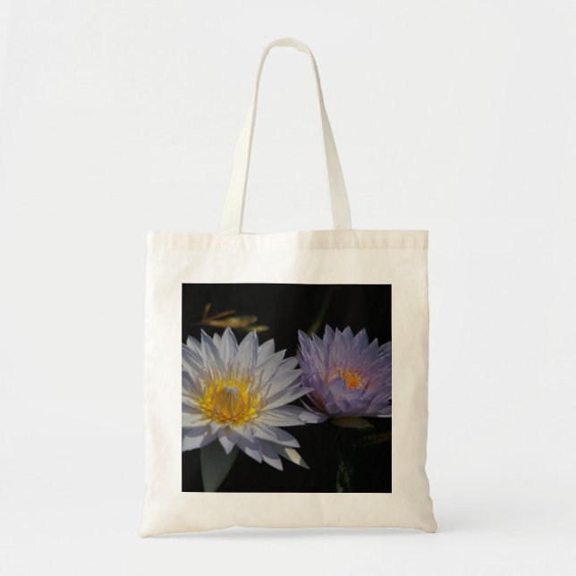 Bolsa de agua blanca y morada de Lotus Waterlilies (Frente)