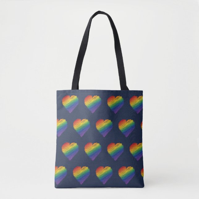 Bolsa de aleta cardíaca con garabato de arcoiris (Anverso)