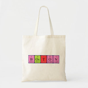 Bolsa de aleta con el nombre de la tabla periódica