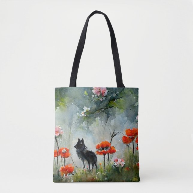 Bolsa de aleta de animal salvaje con flores (Anverso)