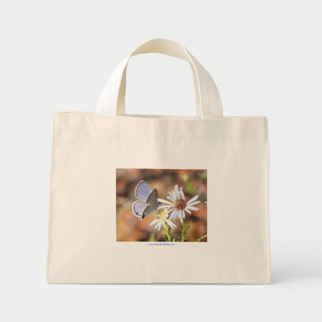 Bolsa de algodón con franja azul de mariposa azul  (Frente)