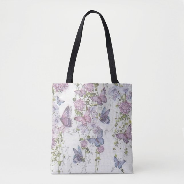 Bolsa de algodón de mariposa rosa y azul de Hue (Anverso)