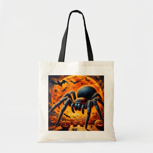 Bolsa de algodón económica de Halloween de araña e (Frente)