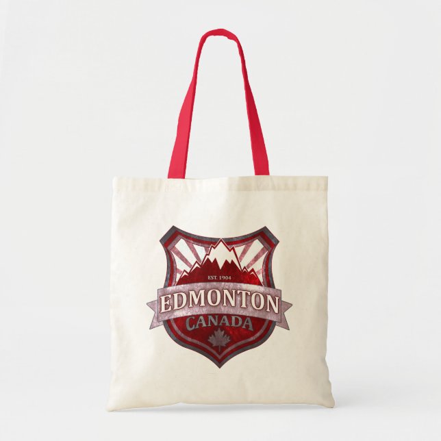 Bolsa de algodón Edmonton Canada de grunge rojo (Frente)