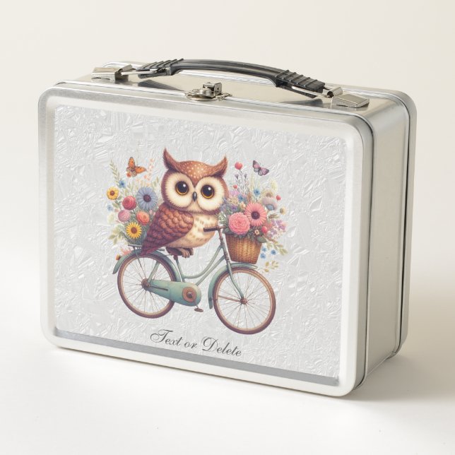 Bolsa de almuerzo Metalizado de lechuza floral (Anverso)