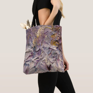 Bolsa de arte abstracto laminado y morado