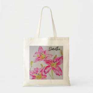 Bolsa de arte acuarela de lirios rosados bonitos