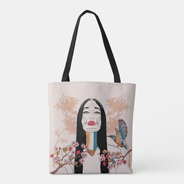 Bolsa de arte de la línea de mujeres asiáticas (Reverso)