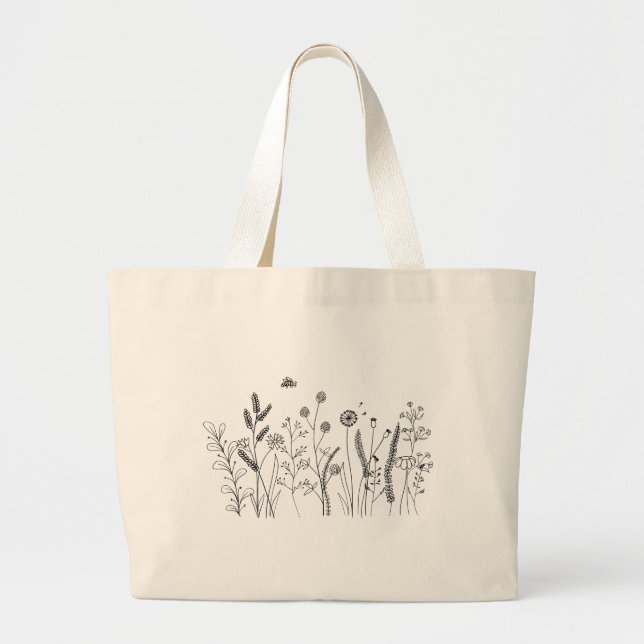 Bolsa de Arte Tote de la Línea Botánica de Flor Si (Frente)