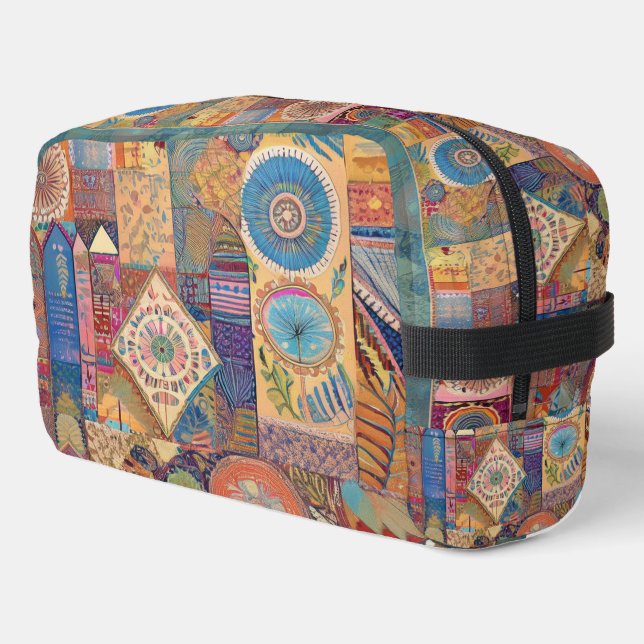 Bolsa de artículos de aseo de patchwork de etnia (Esquina izquierda)