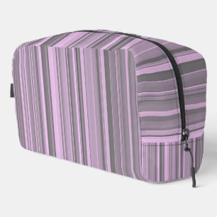 Bolsa de artículos de aseo de rayas grises moradas
