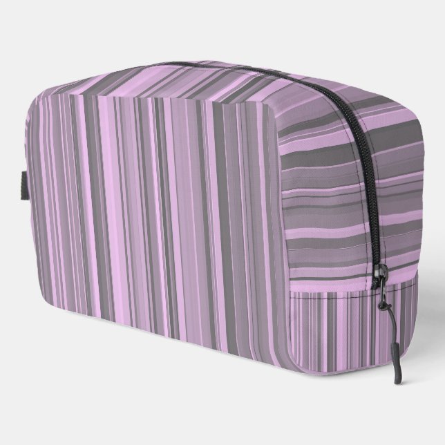 Bolsa de artículos de aseo de rayas grises moradas (Esquina derecha)